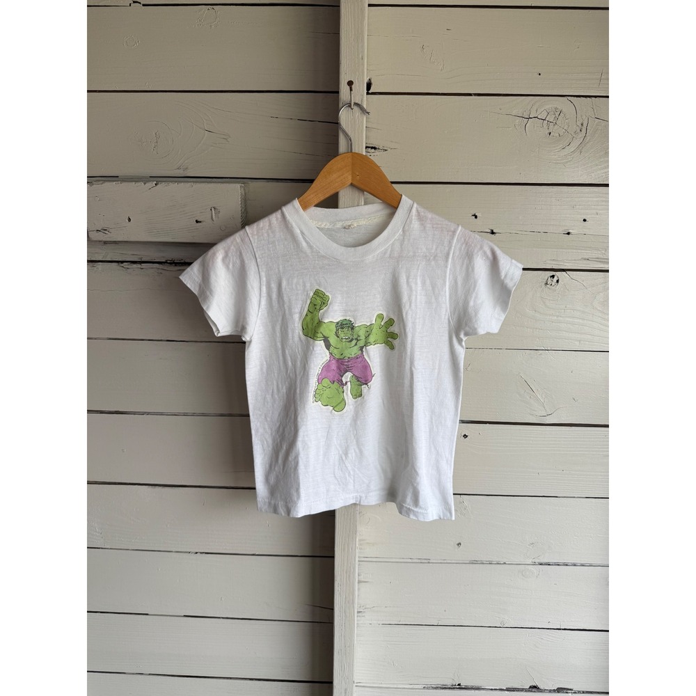 Vintage 1980 Marvel Comics Incredible Hulk Kids T-Shirt White Size L 10-12 80s